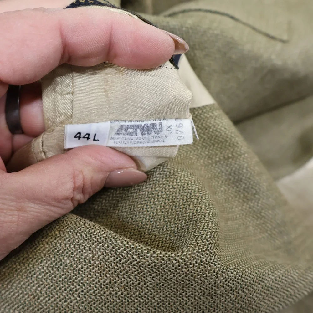 Tommy Hilfiger Mens 44L Blazer Olive Green Three Button Sport Coat USA Made Vtg